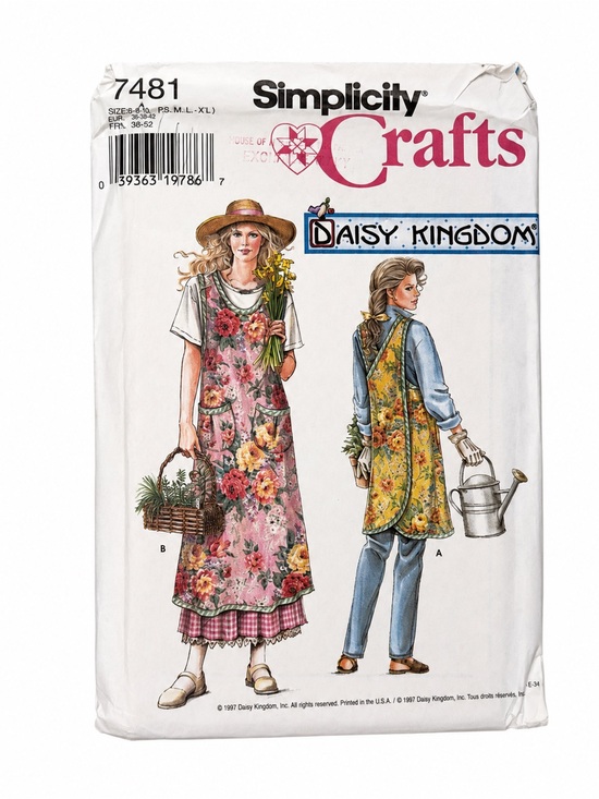 Simplicity Accessories - Simplicity Daisy Kingdom Floral Apron Pattern – Pink & Yellow Floral